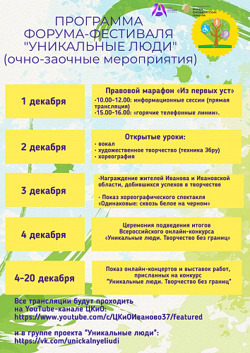 Программа фестиваля "Уникальные люди"